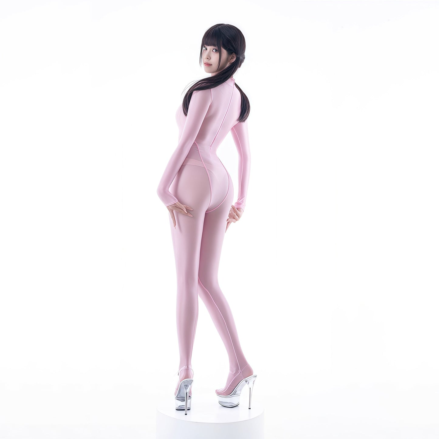 Spandex Nylon See Through Sheer Full Bodysuit Zentai Shinny Cosplay Suit