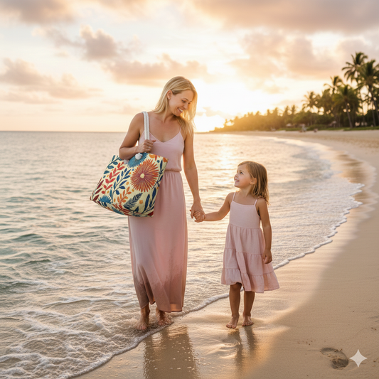 Colorful Floral Pattern Weekender Bag| Boho Flower Leaves Large Tote Bag - AURABAGS SHOP