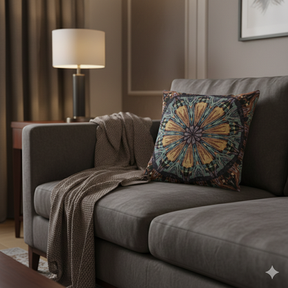Geometric Mandala Woven Pillow | Boho Tile Decorative Cushion - AURABAGS SHOP