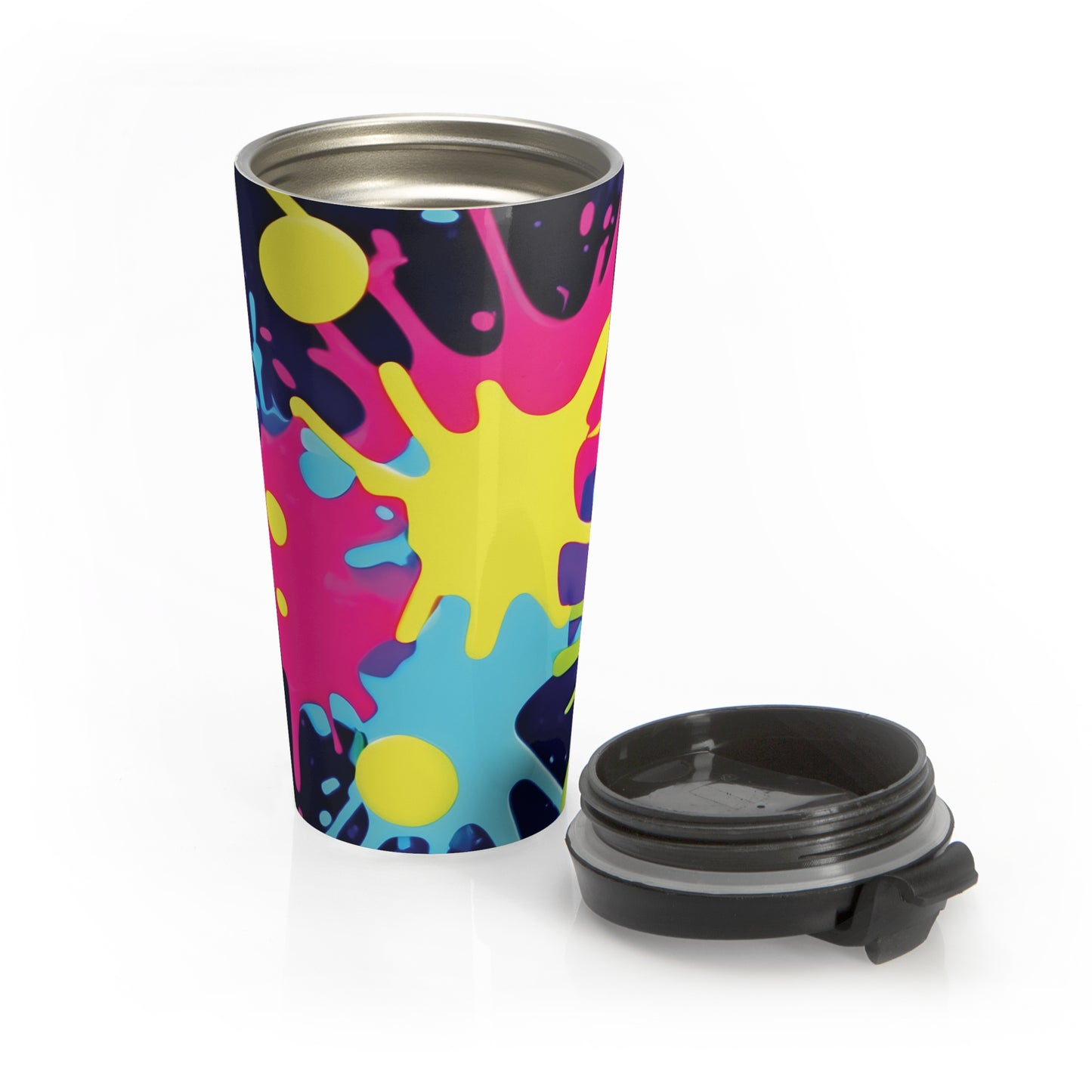 Neon Paint Splatters Stainless Steel Travel Mug | Colorful Splash - AURABAGS SHOP
