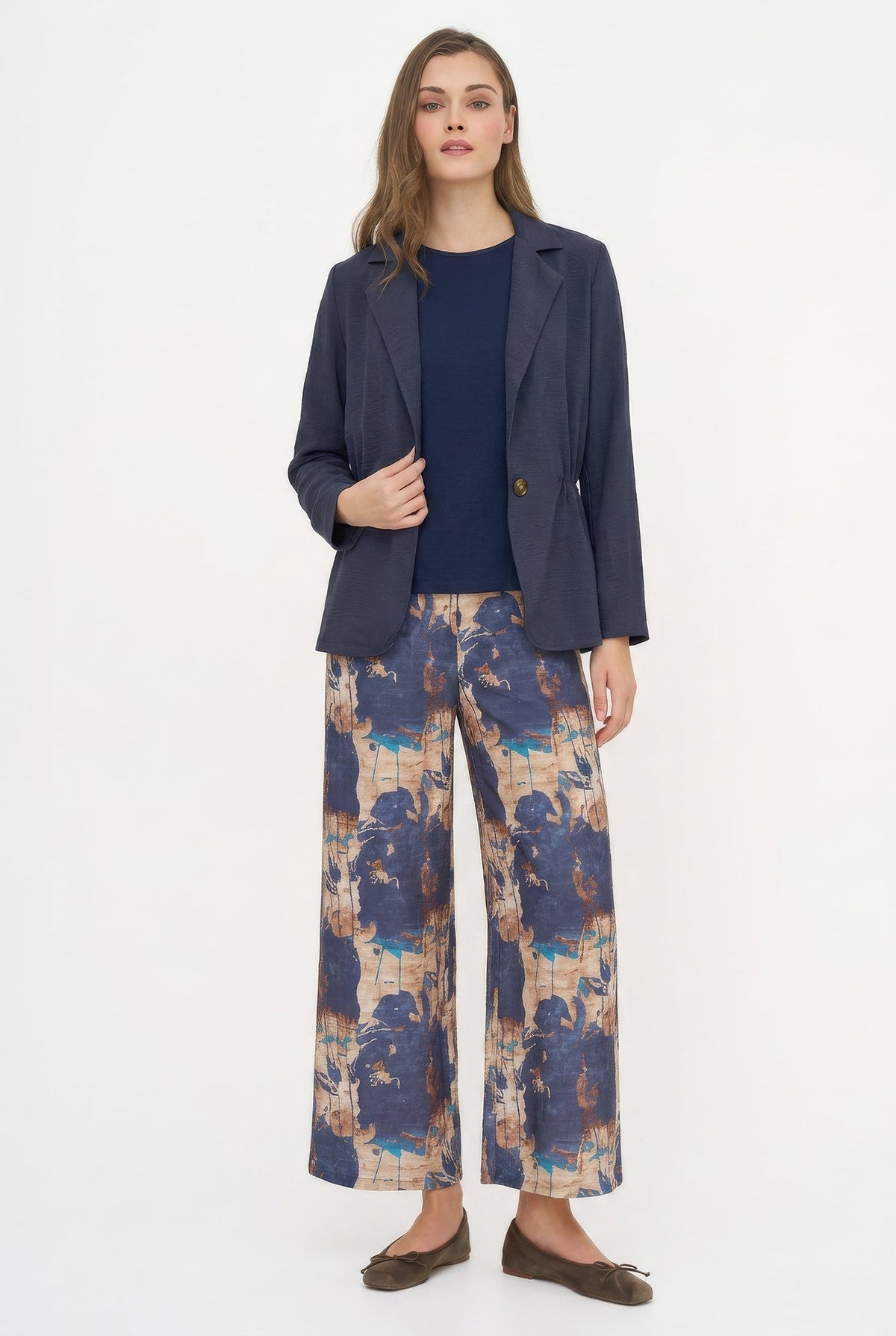Women's Woven Blazer, with Long Sleeves & Ruched Detail At The Waist