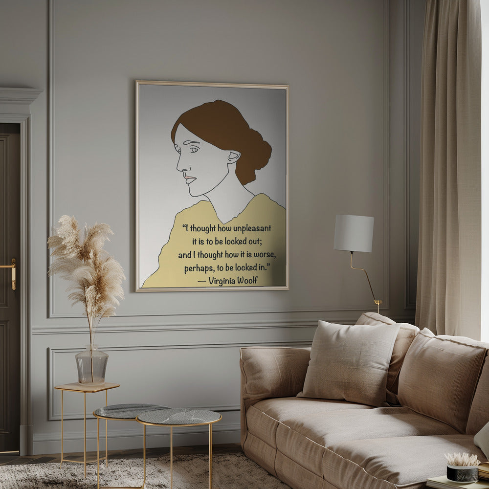 Wandbild Virginia Woolf Kunst Gelb