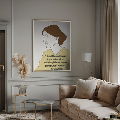 Wandbild Virginia Woolf Kunst Gelb