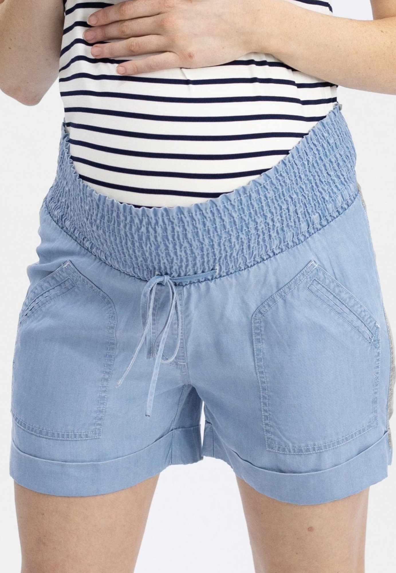 Maternity Tencel Summer Shorts in Blue