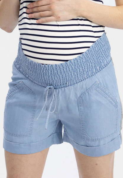 Maternity Tencel Summer Shorts in Blue