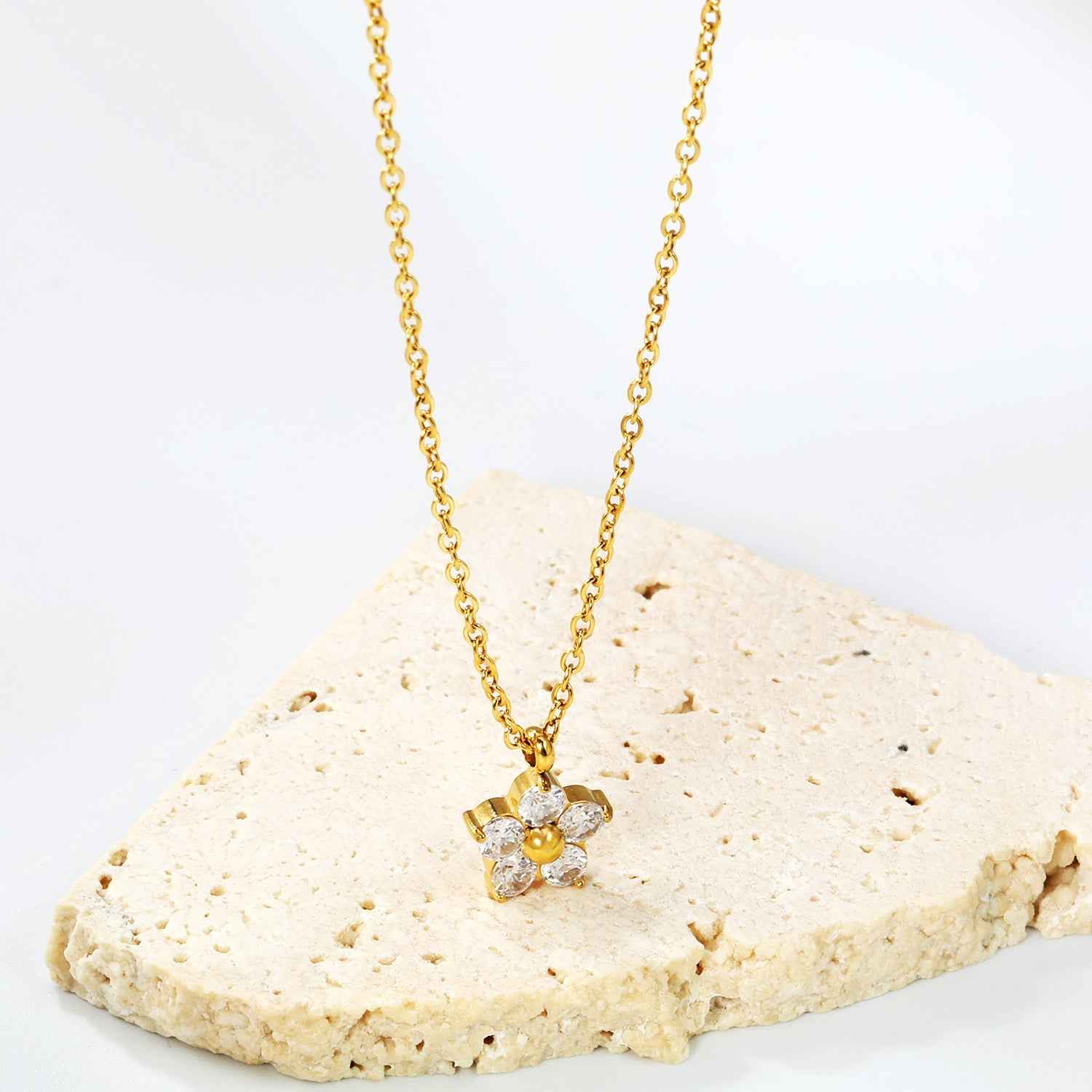 Zircon Blossom Pendant Necklace