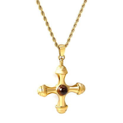 Cat's Eye Cross Charm Necklace
