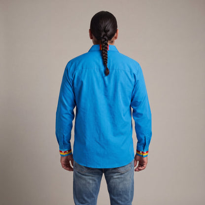Embroidered Ribbon Shirt (Blue)