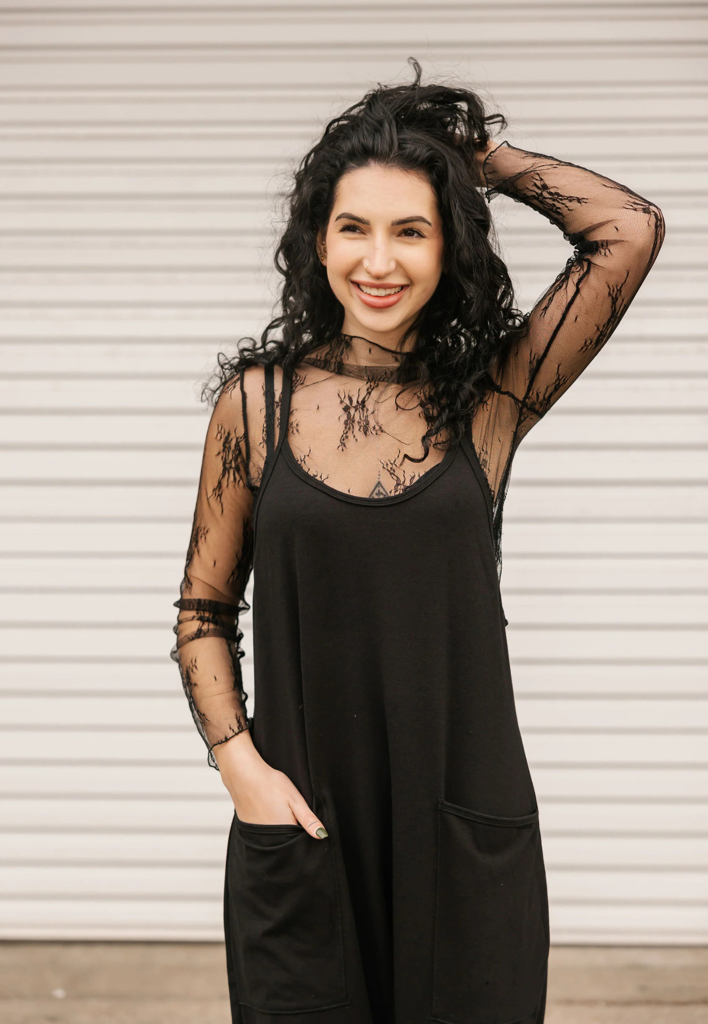 Abigael Romper in Midnight Black