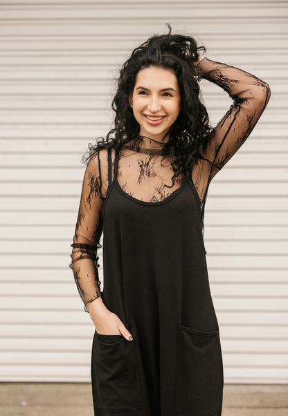 Abigael Romper in Midnight Black