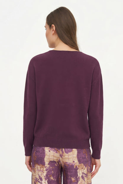 Women's Knit Scalloped V-Neck Tunic-Length Sweater, with Long Sleeves