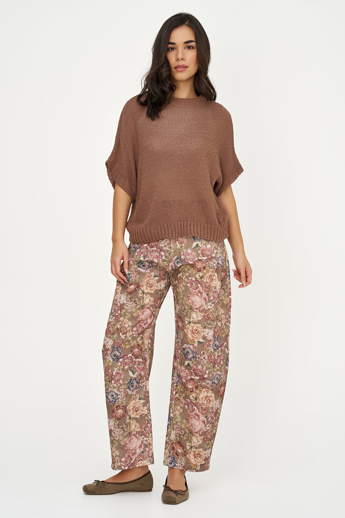 Women's Knit Boat-Neck Sweater with Short Sleeves