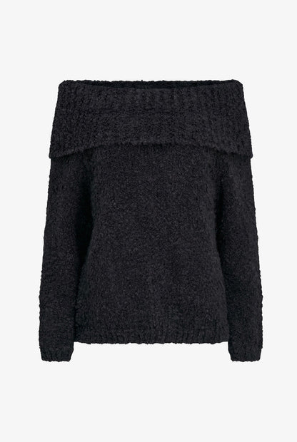 Women's Knit Off-Shoulder Sweater, Foldover Neckline & Long Sleeves