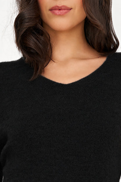 Women's Soft Brushed-Knit V-Neck Sweater with Long Sleeves