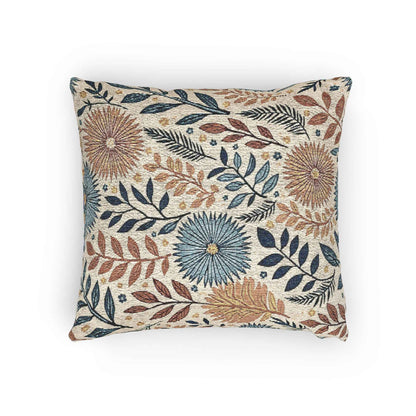 Boho Floral Woven Pillow | Textured Daisy Leaves Decorative Throw Pillow