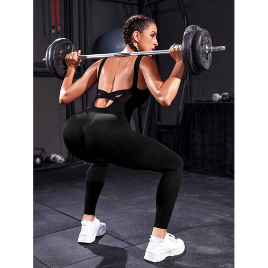 Women’s Cross-Back Sports Jumpsuit – Backless Yoga & Workout Activewear