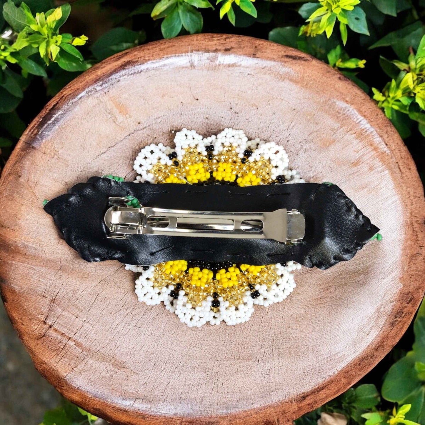Handmade Beaded Sunflower Hair Clip-Bright Red