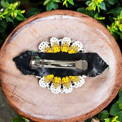 Handmade Beaded Sunflower Hair Clip-Bright Red