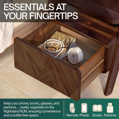 Rum Solid Wood Nightstand
