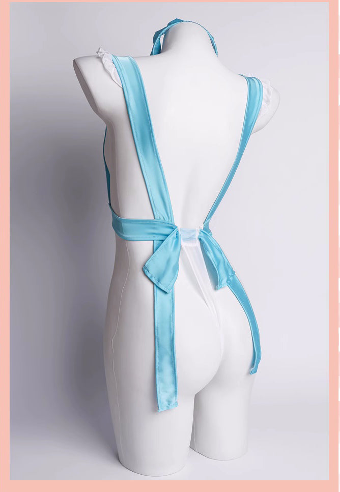 Sexy Maid Sheer Halter Bodysuit Lingerie Set with Headband