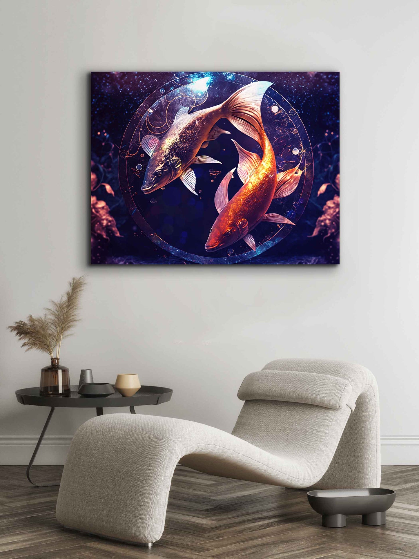 Leinwandbild -Tierkreiszeichen Fische Symbol-Wandkunst