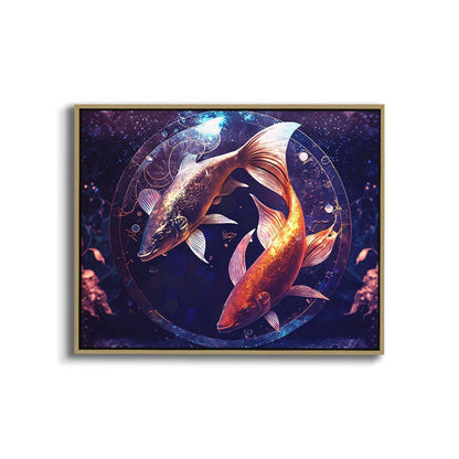 Leinwandbild -Tierkreiszeichen Fische Symbol-Wandkunst