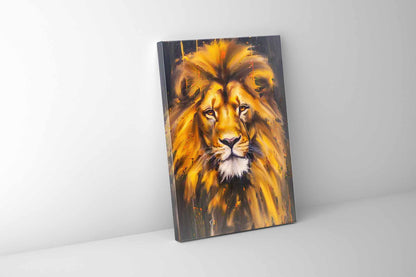 Leinwand Löwenkopf - Wildlife Wandkunst - Gold Glitzer