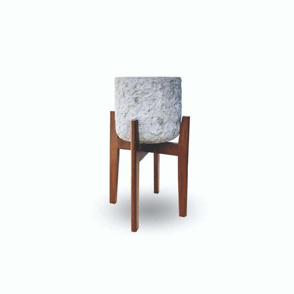 Roma Pflanzgefäß Mid-Century Rock mit Holzständer