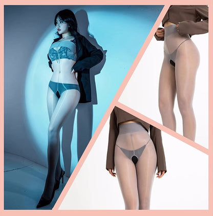 20D Crotchless High Waist Pantyhose Nylon Tights