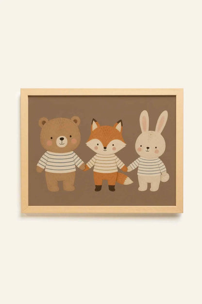 BEST FRIENDS TRIO, Oeuvre sur toile rigide, encadré Naturel Clair (collective)