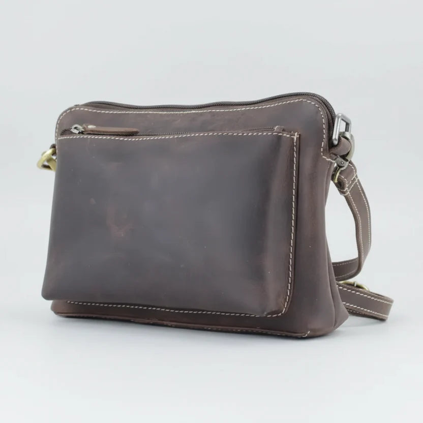 Hunter Leather Front Pocket Crossbody Bag