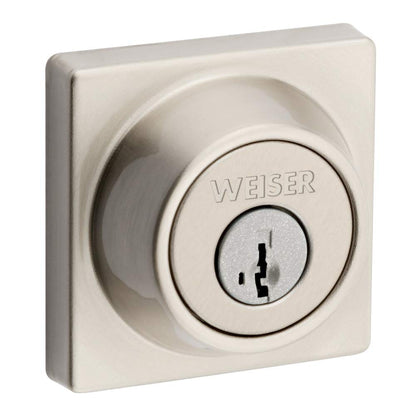 Weiser Elements Satin Nickel Square Deadbolt Lock, ANSI/BHMA Grade 3 Certified Front Door Lock, Kick Proof, Bump Proof & Anti-theft Exterior Door Lock with Key, Traditional Door Locks for Entry Door 🍁 All In One Marketplace Canada