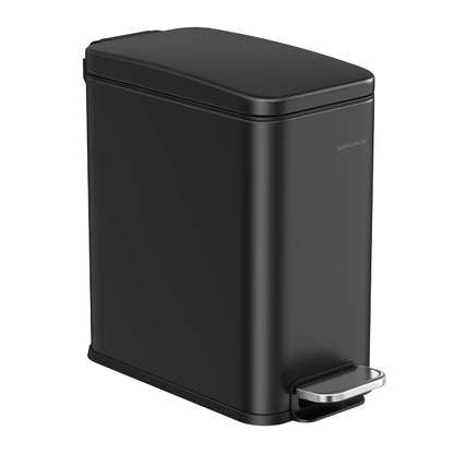 SONGMICS Bathroom Trash Can, Small Trash Bin with Lid, Slim for Small Spaces, Stainless Steel Garbage Can, Soft Close, 1.3 Gallon (5 L) Black ULTB560B05 🍁 All In One Marketplace Canada