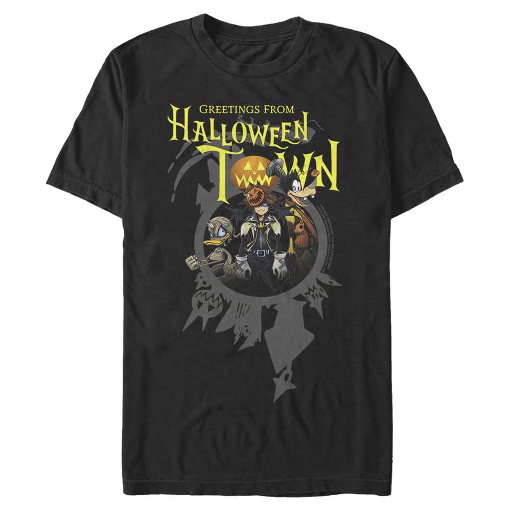 Disney Big & Tall Kingdom Hearts Greetings Halloween Town Men's Tops Short Sleeve Tee Shirt, Black, 4X-Large Big Tall
