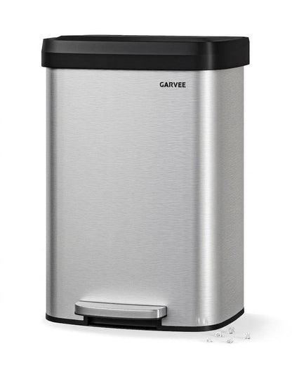 Garvee 13 gal / 50 L Stainless Steel Trash Can with Lid, Large Garbage Can for Kitchen, Rustproof Step-on Kitchen Metal Trash Bin with Liner Rim, Rear Handle, Soft Close Plastic Lid, Silver 🍁 All In One Marketplace Canada