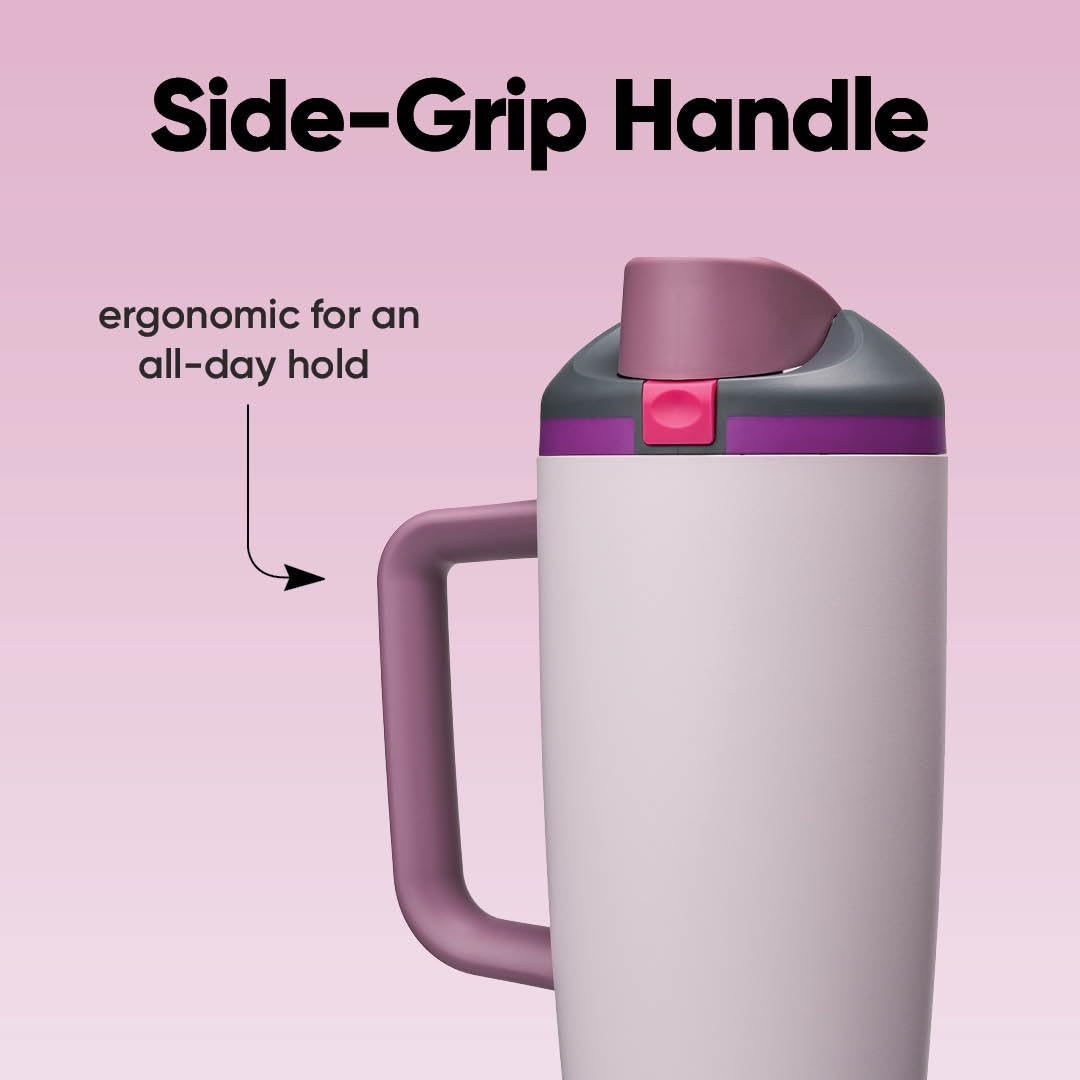 Owala FreeSip Tumbler Insulated Stainless Steel Water Bottle with Built-in Straw and Side Handle, for Travel, Work, School, and Sports, 40oz, BPA Free, Leak Proof, Dreamy Field 🍁 All In One Marketplace Canada
