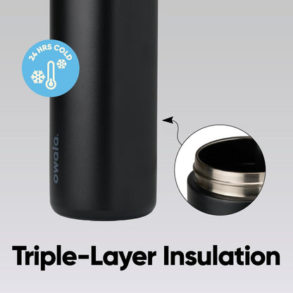 Owala FreeSip Insulated Stainless Steel Water Bottle with Straw for Sports and Travel, BPA-Free, 24-oz, Very, Very Dark 🍁 All In One Marketplace Canada