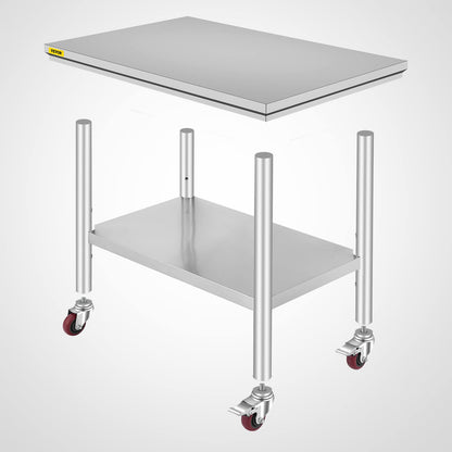VEVOR 36x24x33.5 inch Stainless Steel Work Table with Wheels Prep Table with casters Heavy Duty Work Table for Commercial Kitchen Restaurant Business Garage 350 lb Capacity 🍁 All In One Marketplace Canada