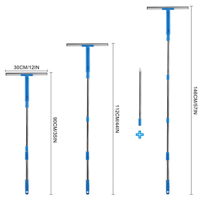 Mitclear Window Cleaner with Long Handle(57IN), Glass Cleaning Tools with Silicone Squeegee & Microfiber Scrubber, Window Cleaning Kit for Shower Glass Mirror Door Car 🍁 All In One Marketplace Canada