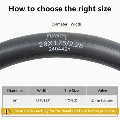 2-PCS 26" Heavy Duty Bike Tubes 26x1.75/1.95/2.0/2.1/2.125/2.20/2.25 AV32MM 26 Heavy Duty Bicycle Tubes Compatible with 26x1.75 26x1.95 26x2.10 26x2.0 26x2.125 26x2.2 26x2.25 Tire Tubes Schrader Valve 🍁 All In One Marketplace Canada
