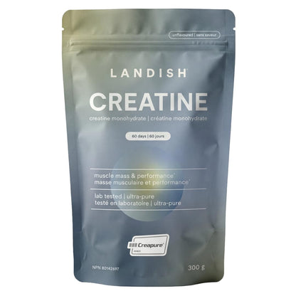 Landish Creatine Monohydrate Powder – Creapure®, German-Made Micronized Creatine – Canadian Brand – Increases Muscle Mass & Improves Strength – For Women & Men – Vegan –Unflavoured – 300 g (60 Servings) 🍁 All In One Marketplace Canada