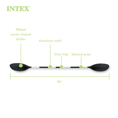 INTEX 69629E 86" Kayak Paddle: Ribbed Spoon Shaped Blades – Durable Lightweight Aluminum Shaft – Comfortable Grips – 3-Position Feather Adjustability – TUV RL Approved 🍁 All In One Marketplace Canada