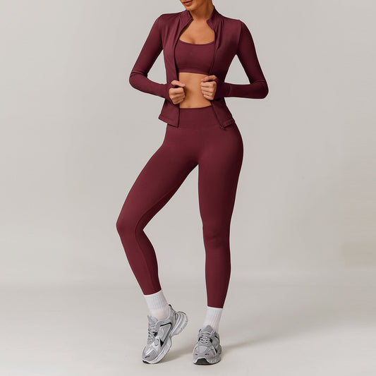 Women’s Seamless Beauty-Back Yoga Set – Quick-Dry Tight Running & Workout Activewear