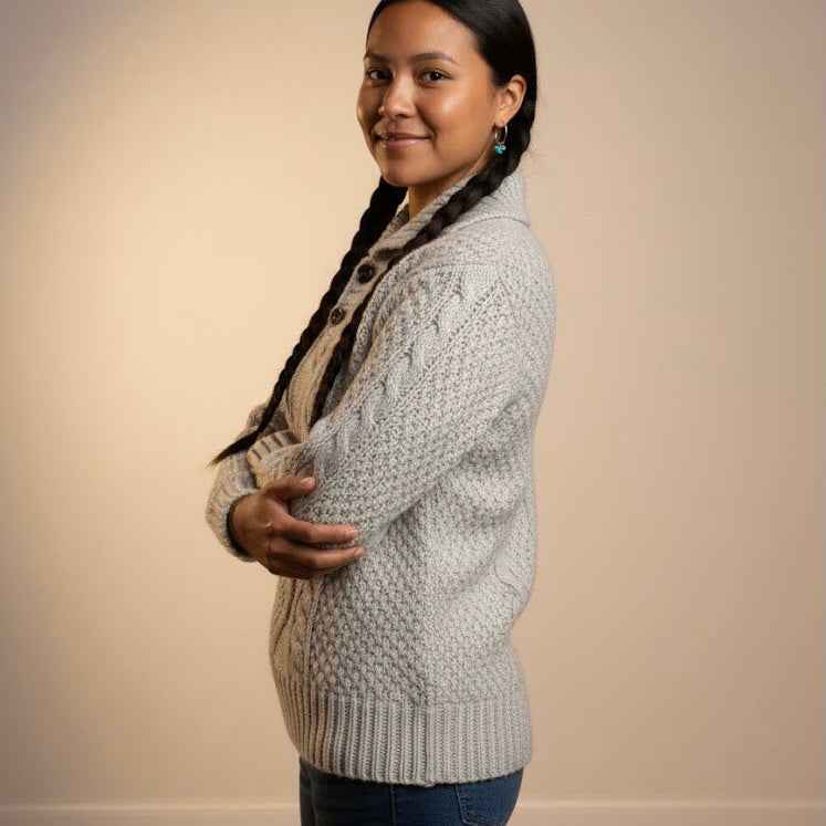 Grey Cayambe Alpaca Cable Knit Sweater