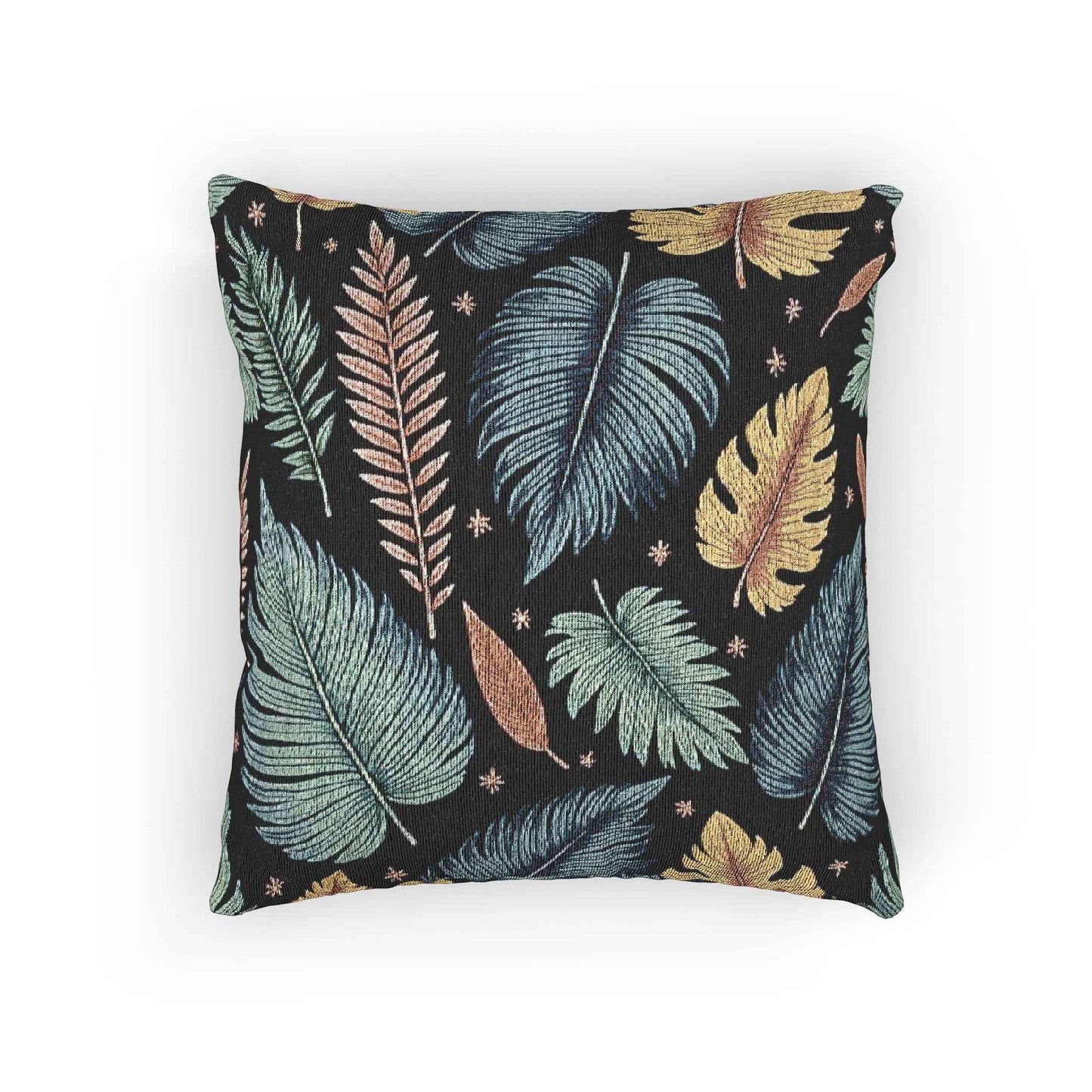 Autumn Leaves Woven Pillow | Multicolor Leaf Pattern, Textured Cushion