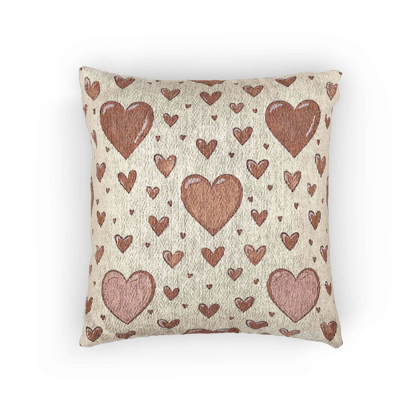 Pink Heart Pattern Woven Pillow | Boho Valentine Home Decor