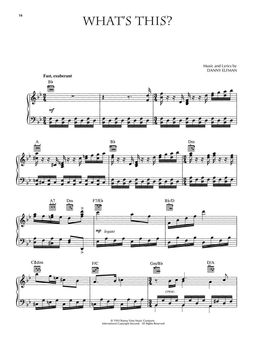 Tim Burton's: The Nightmare Before Christmas | Sheet Music Songbook | Piano Vocal Guitar Arr. for Movie Soundtrack Fans | 11 Iconic Halloween and Christmas Songs | Film Music for Piano and Voice