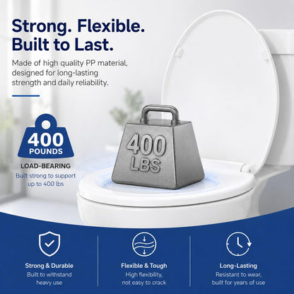 Elongated Toilet Seat, Not Round, Slow Close, White Plastic, 18.5” 🍁 All In One Marketplace Canada