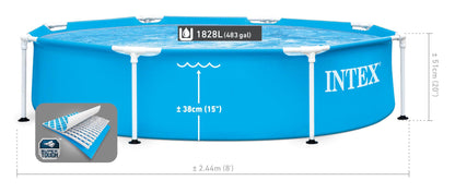 INTEX 28205EH Metal Frame Above Ground Swimming Pool: 8ft x 20in – Puncture-Resistant Material – Easy Assemble – Rust Resistant – 483 Gallon Capacity 🍁 All In One Marketplace Canada