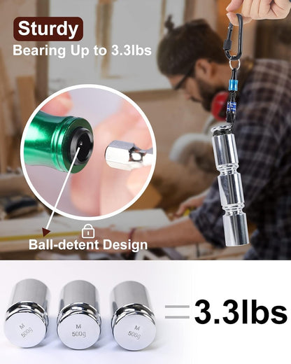 Upgrade, Push to Unlock,katerk 6pcs 1/4 inch Hex Shank Aluminum Alloy Screwdriver Bits Holder Light-weight Quick-change Extension Bar Keychain Drill Screw Adapter Change Portable, With Black Carabiner 🍁 All In One Marketplace Canada
